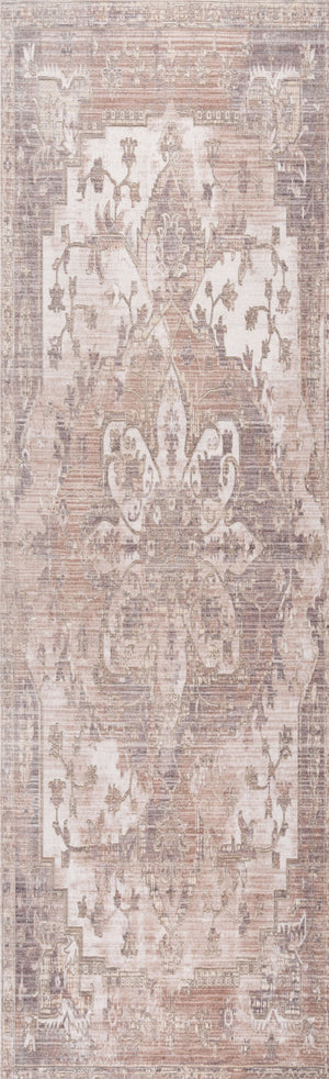 Homeroots 15' Runner Beige And Ivory Medallion Power Loom Runner Rug  Polyester 394813