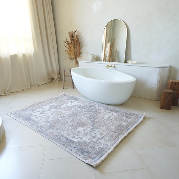 Homeroots 8' X 10' Beige And Ivory Medallion Non Skid Area Rug  Polyester 394825