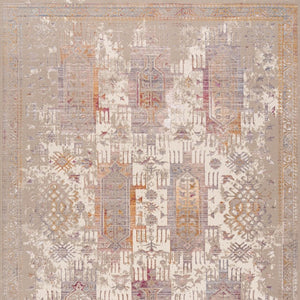 HomeRoots 10' Elegant Beige and Ivory Medallion Runner Rug - Durable, Modern Design for Hallways and Kitchens 2' x 15' 394829