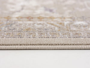 HomeRoots 10' Elegant Beige and Ivory Medallion Runner Rug - Durable, Modern Design for Hallways and Kitchens 2' x 20' 394831
