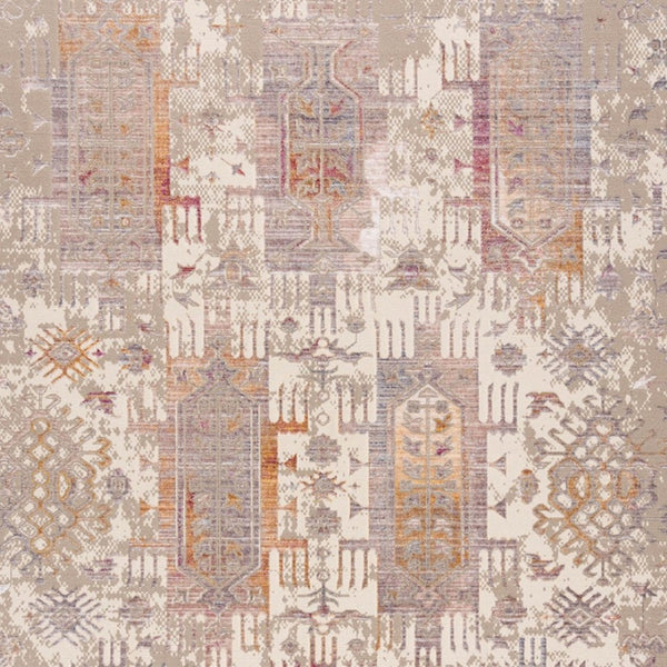 HomeRoots 10' Elegant Beige and Ivory Medallion Runner Rug - Durable, Modern Design for Hallways and Kitchens 2' x 20' 394831