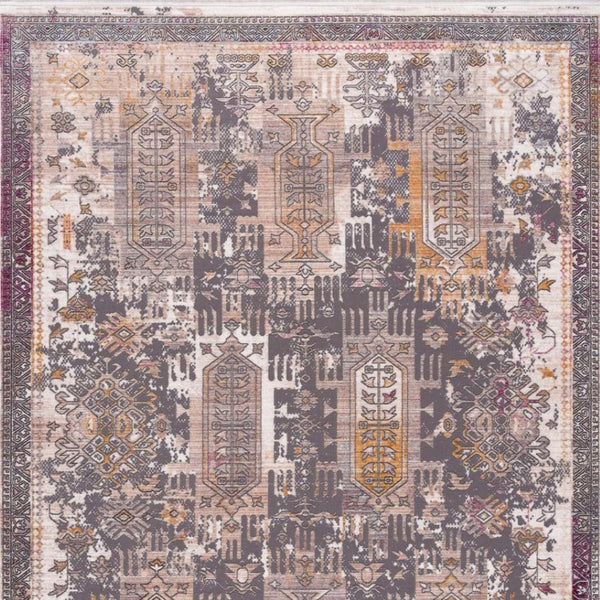 HomeRoots 10' Elegant Gray and Ivory Oriental Runner Rug - Durable, Stylish, Perfect for Hallways and Spaces 2' x 10' 394842