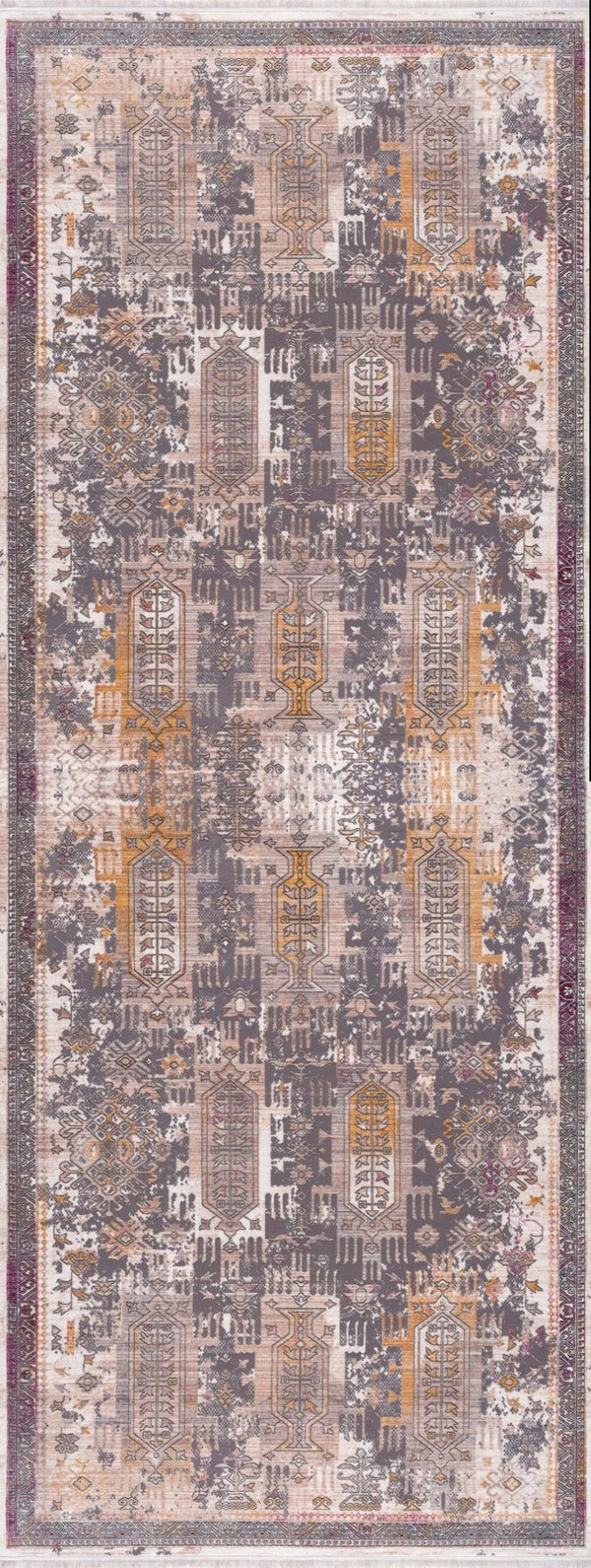 HomeRoots 10' Elegant Gray and Ivory Oriental Runner Rug - Durable, Stylish, Perfect for Hallways and Spaces 2' x 13' 394844