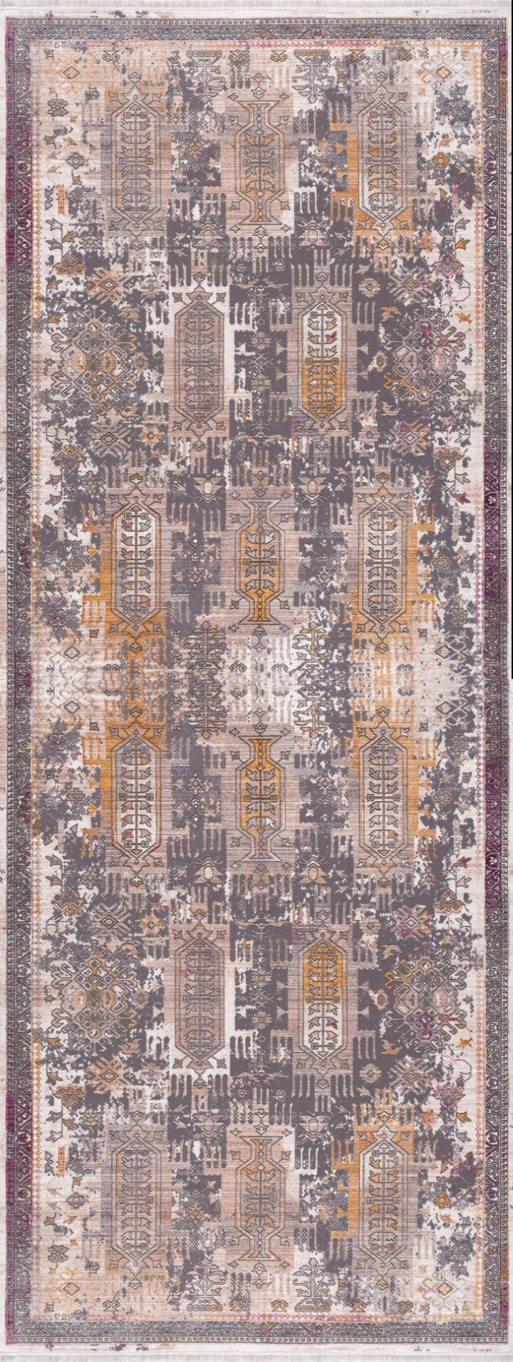 HomeRoots 10' Elegant Gray and Ivory Oriental Runner Rug - Durable, Stylish, Perfect for Hallways and Spaces 2' x 15' 394845