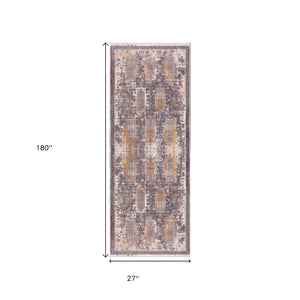 HomeRoots 10' Elegant Gray and Ivory Oriental Runner Rug - Durable, Stylish, Perfect for Hallways and Spaces 2' x 15' 394845