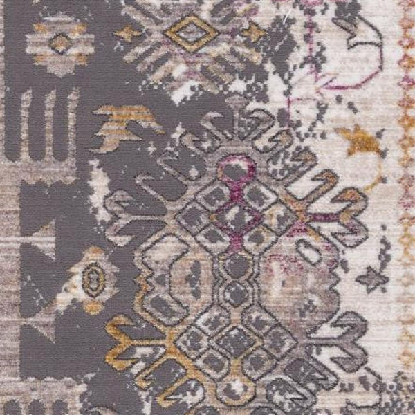 HomeRoots 10' Elegant Gray and Ivory Oriental Runner Rug - Durable, Stylish, Perfect for Hallways and Spaces 5' X 8' 394855