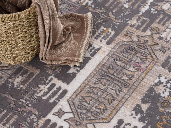 HomeRoots 10' Elegant Gray and Ivory Oriental Runner Rug - Durable, Stylish, Perfect for Hallways and Spaces 7' x 10' 394856