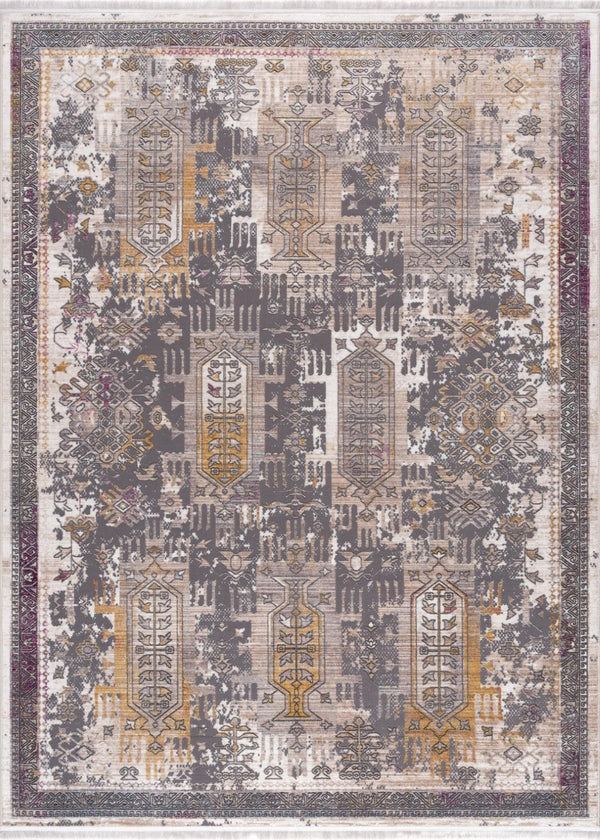 HomeRoots 10' Elegant Gray and Ivory Oriental Runner Rug - Durable, Stylish, Perfect for Hallways and Spaces 8' X 11' 394857