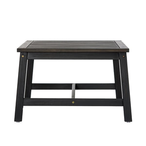 English Elm 2 Piece Outdoor Acacia Wood Loveseat and Coffee Table Set with Textilene Weave Cushions Dark Grey,White+Black N768P368824D