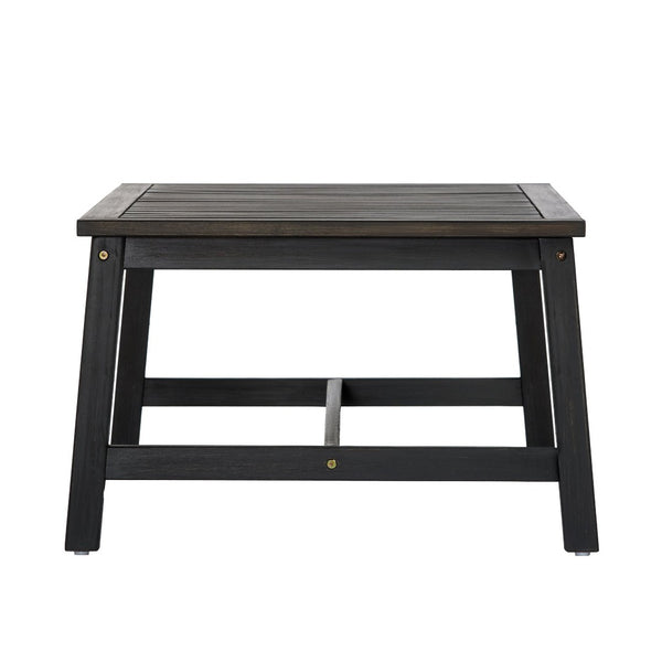 English Elm 2 Piece Outdoor Acacia Wood Loveseat and Coffee Table Set with Textilene Weave Cushions Dark Grey,White+Black N768P368824D