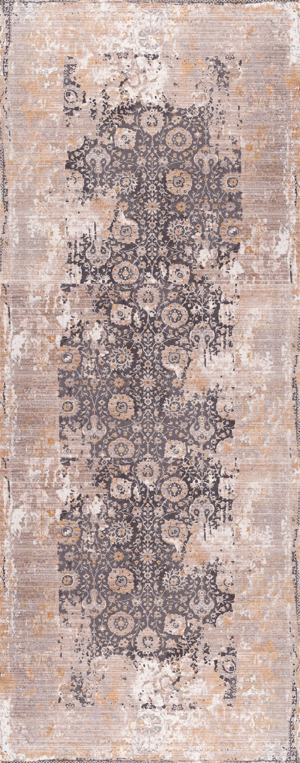 Homeroots 15' Runner Gray And Ivory Oriental Power Loom Runner Rug  Polyester 394861