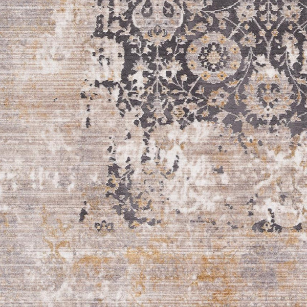 Homeroots 15' Runner Gray And Ivory Oriental Power Loom Runner Rug  Polyester 394861