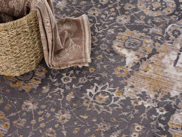 Homeroots 20' Runner Gray And Ivory Oriental Power Loom Runner Rug  Polyester 394863