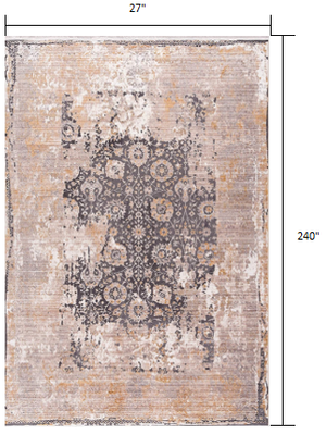 Homeroots 20' Runner Gray And Ivory Oriental Power Loom Runner Rug  Polyester 394863