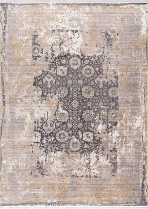 Homeroots 4' X 6' Gray And Ivory Oriental Power Loom Area Rug  Polyester 394870