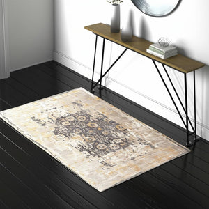 HomeRoots 10' Gray and Ivory Oriental Runner Rug - Durable, Stylish Accent for Hallways and Modern Spaces 4' X 6' 394870