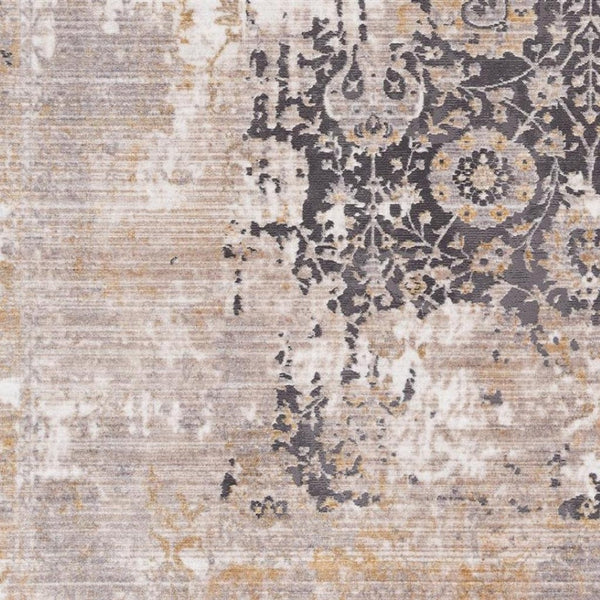 HomeRoots 10' Gray and Ivory Oriental Runner Rug - Durable, Stylish Accent for Hallways and Modern Spaces 4' X 6' 394870