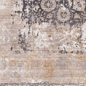 HomeRoots 10' Gray and Ivory Oriental Runner Rug - Durable, Stylish Accent for Hallways and Modern Spaces 5' X 7' 394871