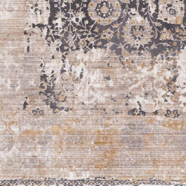 HomeRoots 10' Gray and Ivory Oriental Runner Rug - Durable, Stylish Accent for Hallways and Modern Spaces 5' X 7' 394871