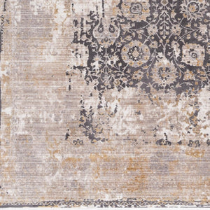 HomeRoots 10' Gray and Ivory Oriental Runner Rug - Durable, Stylish Accent for Hallways and Modern Spaces 5' X 7' 394871