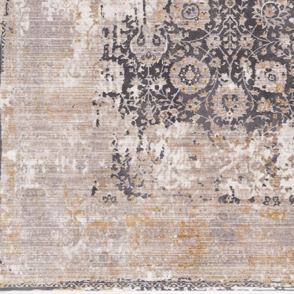 HomeRoots 10' Gray and Ivory Oriental Runner Rug - Durable, Stylish Accent for Hallways and Modern Spaces 5' X 7' 394871