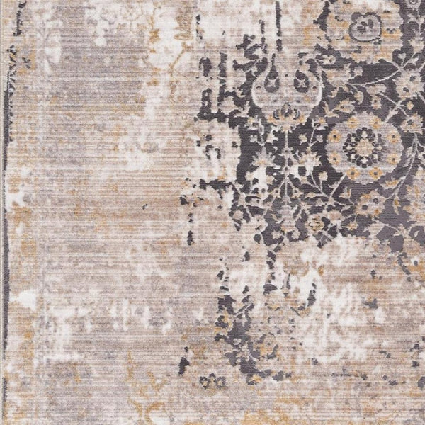 HomeRoots 10' Gray and Ivory Oriental Runner Rug - Durable, Stylish Accent for Hallways and Modern Spaces 8' X 10' 394873