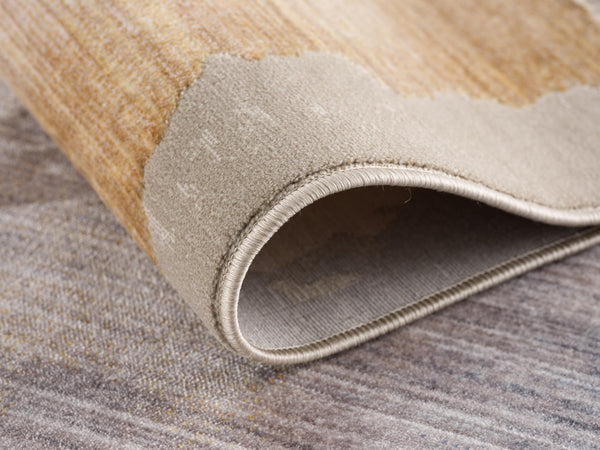 Homeroots 13' Runner Beige And Blue Abstract Power Loom Runner Rug  Polyester 394876