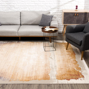 Homeroots 4' X 6' Beige And Blue Abstract Power Loom Area Rug  Polyester 394886