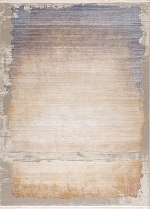 HomeRoots 10' Beige and Blue Abstract Runner Rug - Modern Durable Design for Hallways, Kitchens, and More 8' X 10' 394889