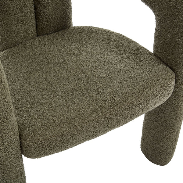 English Elm Contemporary Velvet Upholstered Barrel Accent Chair with Curved Support, Foam Seat, Steel Frame Finish Olive Green W395P224759