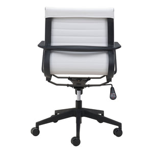 Homeroots White And Black Adjustable Swivel Faux Leather Rolling Conference Office Chair  Polypropylene 394906