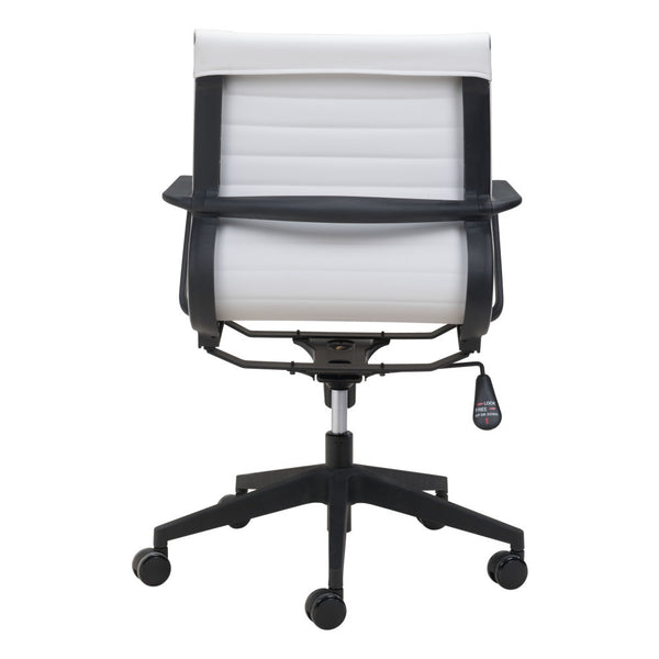 Homeroots White And Black Adjustable Swivel Faux Leather Rolling Conference Office Chair  Polypropylene 394906
