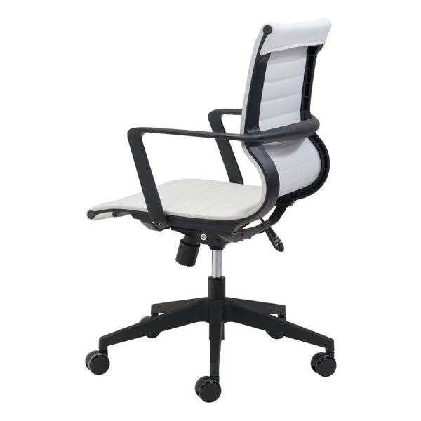 Homeroots White And Black Adjustable Swivel Faux Leather Rolling Conference Office Chair  Polypropylene 394906