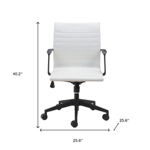 Homeroots White And Black Adjustable Swivel Faux Leather Rolling Conference Office Chair  Polypropylene 394906