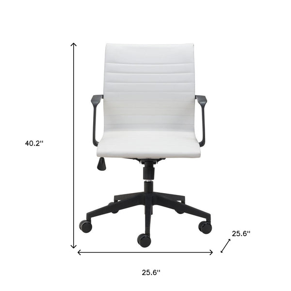 Homeroots White And Black Adjustable Swivel Faux Leather Rolling Conference Office Chair  Polypropylene 394906