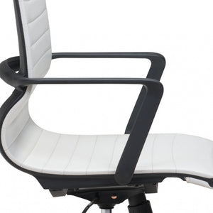 Homeroots White And Black Adjustable Swivel Faux Leather Rolling Conference Office Chair  Polypropylene 394906