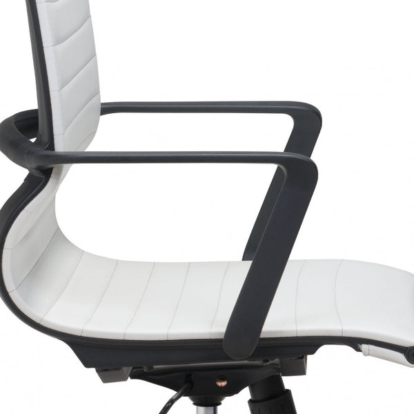 Homeroots White And Black Adjustable Swivel Faux Leather Rolling Conference Office Chair  Polypropylene 394906