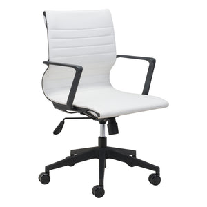 Homeroots White And Black Adjustable Swivel Faux Leather Rolling Conference Office Chair  Polypropylene 394906