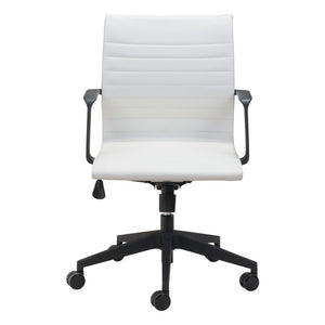 Homeroots White And Black Adjustable Swivel Faux Leather Rolling Conference Office Chair  Polypropylene 394906