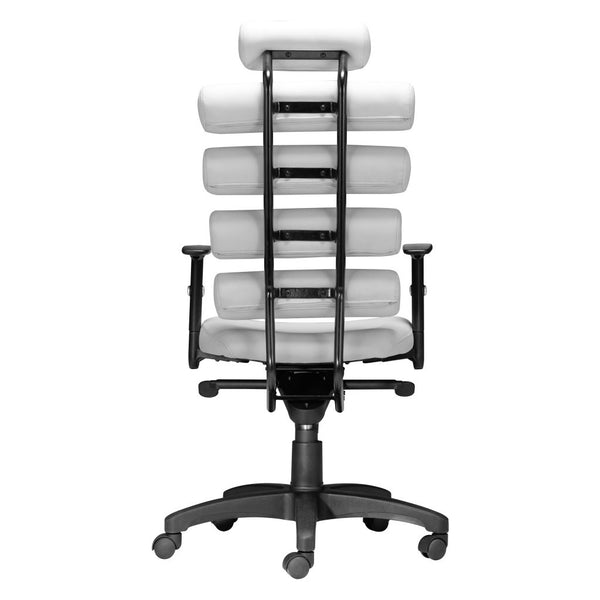 Homeroots White And Black Adjustable Swivel Faux Leather Rolling Executive Office Chair  Steel 394913