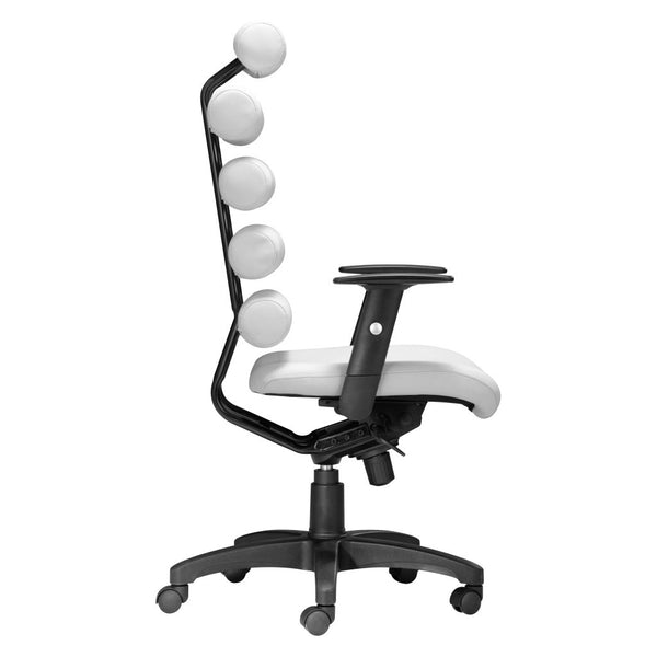 Homeroots White And Black Adjustable Swivel Faux Leather Rolling Executive Office Chair  Steel 394913