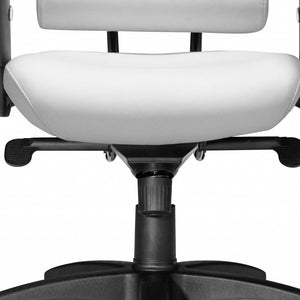 Homeroots White And Black Adjustable Swivel Faux Leather Rolling Executive Office Chair  Steel 394913
