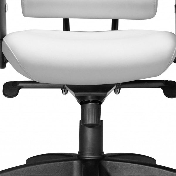 Homeroots White And Black Adjustable Swivel Faux Leather Rolling Executive Office Chair  Steel 394913