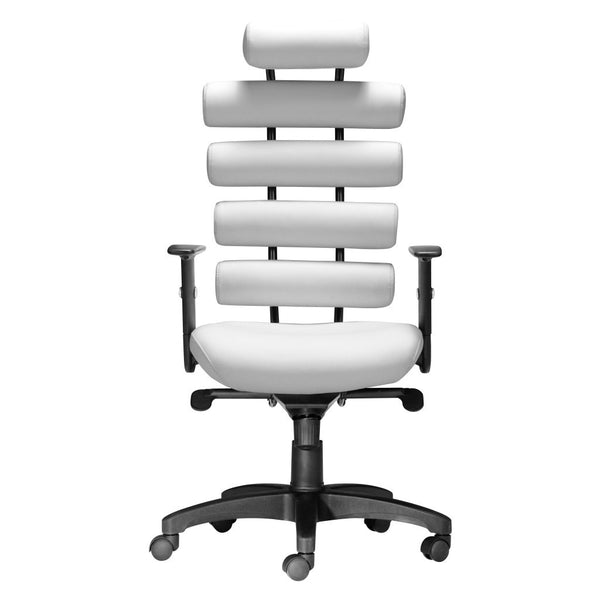 Homeroots White And Black Adjustable Swivel Faux Leather Rolling Executive Office Chair  Steel 394913