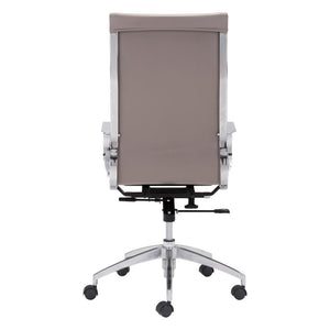 Homeroots Taupe And Silver Adjustable Swivel Faux Leather Rolling Conference Office Chair  Steel 394916
