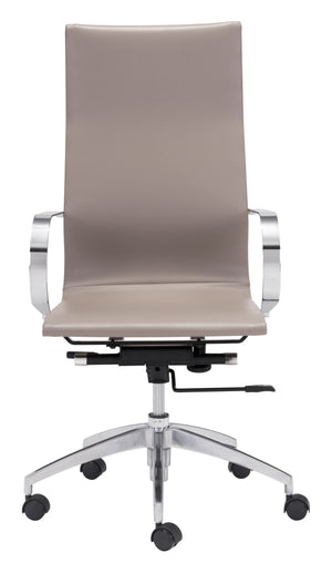 Homeroots Taupe And Silver Adjustable Swivel Faux Leather Rolling Conference Office Chair  Steel 394916