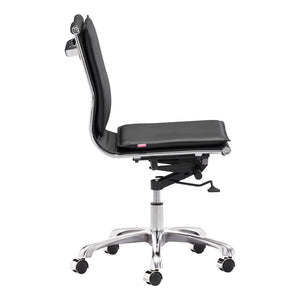Homeroots Black And Silver Adjustable Swivel Faux Leather Rolling Executive Office Chair  Steel 394933