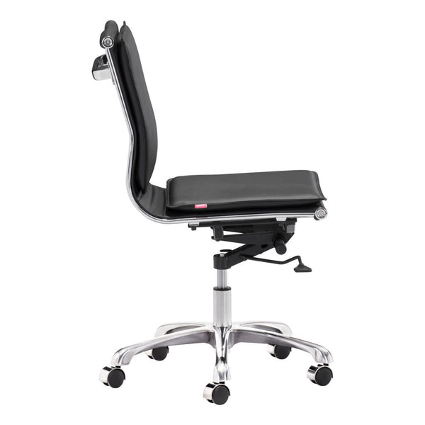 Homeroots Black And Silver Adjustable Swivel Faux Leather Rolling Executive Office Chair  Steel 394933