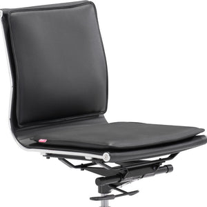 Homeroots Black And Silver Adjustable Swivel Faux Leather Rolling Executive Office Chair  Steel 394933