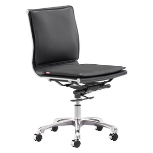 Homeroots Black And Silver Adjustable Swivel Faux Leather Rolling Executive Office Chair  Steel 394933